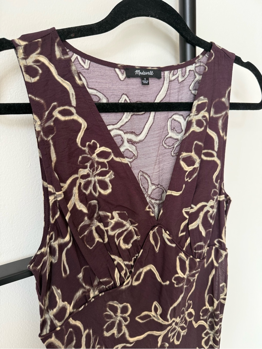Madewell Plum Floral Maxi Dress with Vine Print